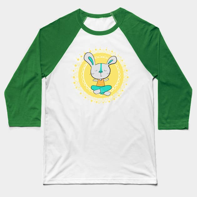 Yoga Rabbit Baseball T-Shirt by Ayeletbarnoy
